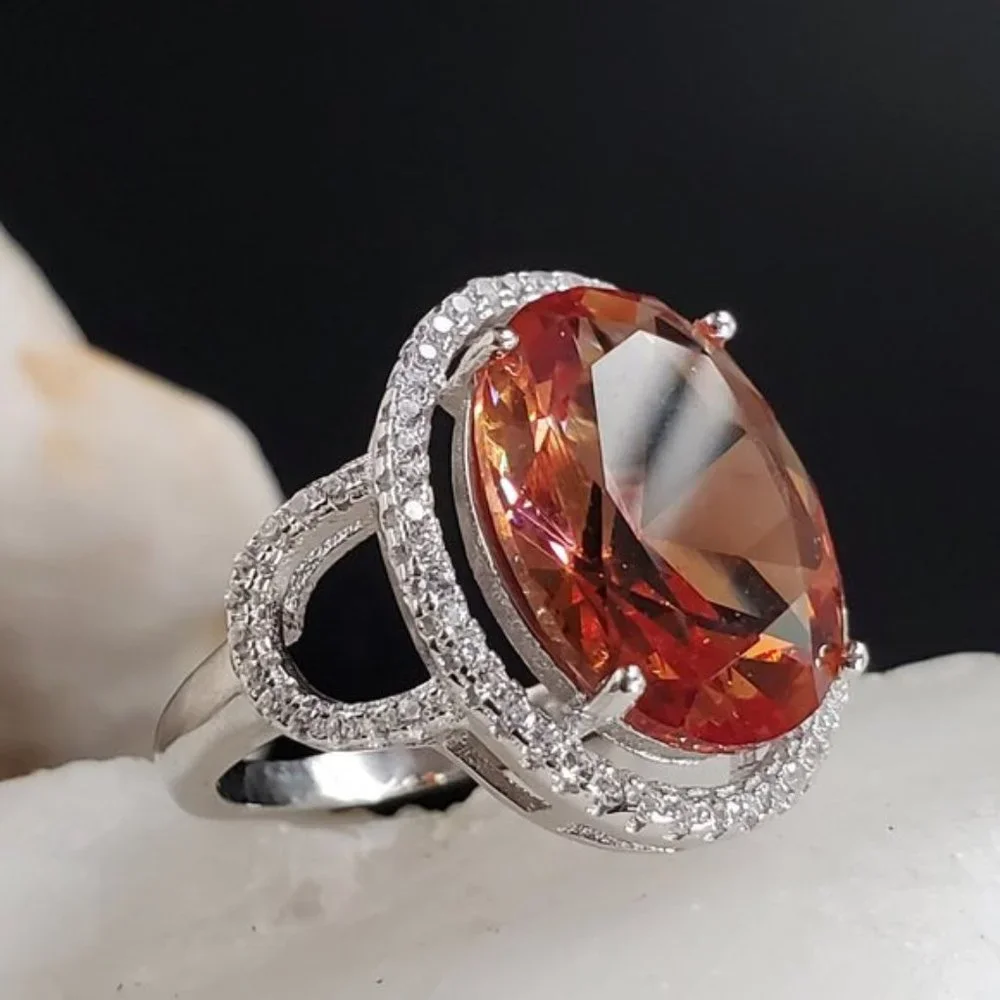 Sterling Silver 925 Ring Alexandrite Stone White Topaz Unique Silversmith